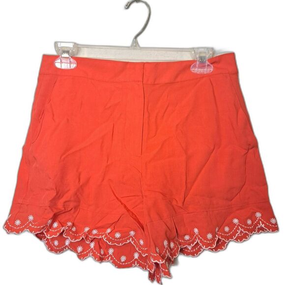 Anthropologie Moon River 100% Viscose Embroidered Scallop Hem Shorts Red M NWT - Picture 1 of 9